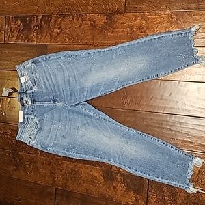 Judy Blue Sz 18W Midrise Skinny Fit Bleach Splashed Shark Bite Bottom Jeans
